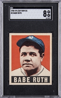 1948-49 Leaf #3 Babe Ruth – SGC NM-MT 8